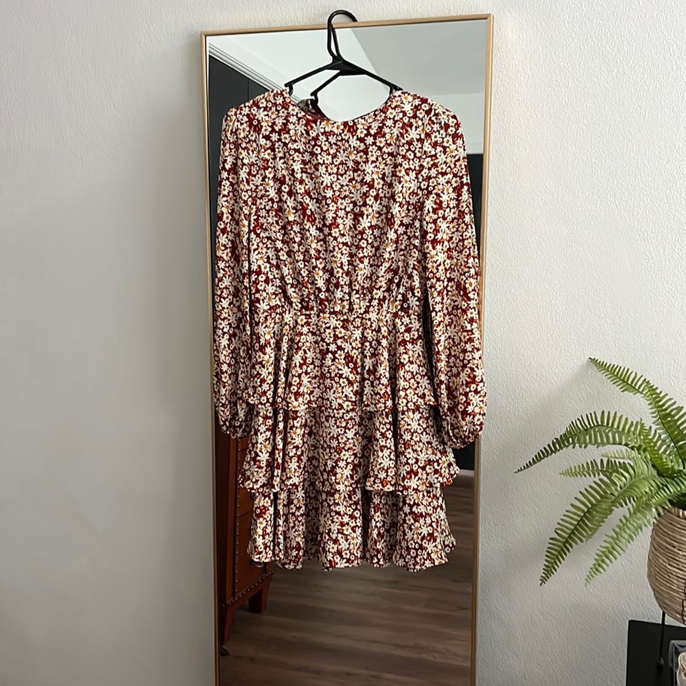 Pink lily red flower dress